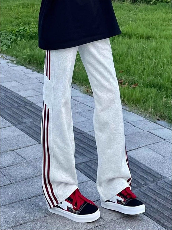 Men’s Striped Sports Pants – American Style Wide-Leg