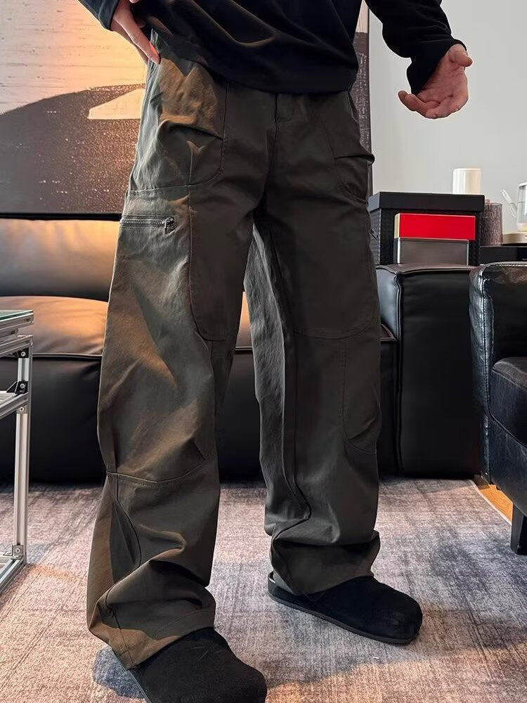 Men’s American Retro Workwear Pants – Loose Wide-Leg