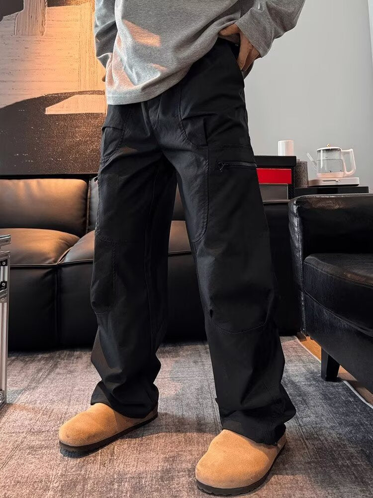 Men’s American Retro Workwear Pants – Loose Wide-Leg