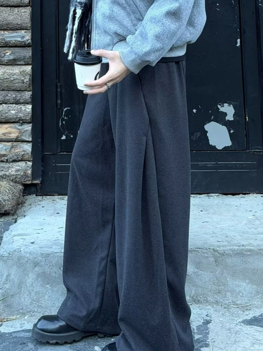 Men’s Black Wool Suit Pants – Wide-Leg Premium Casual