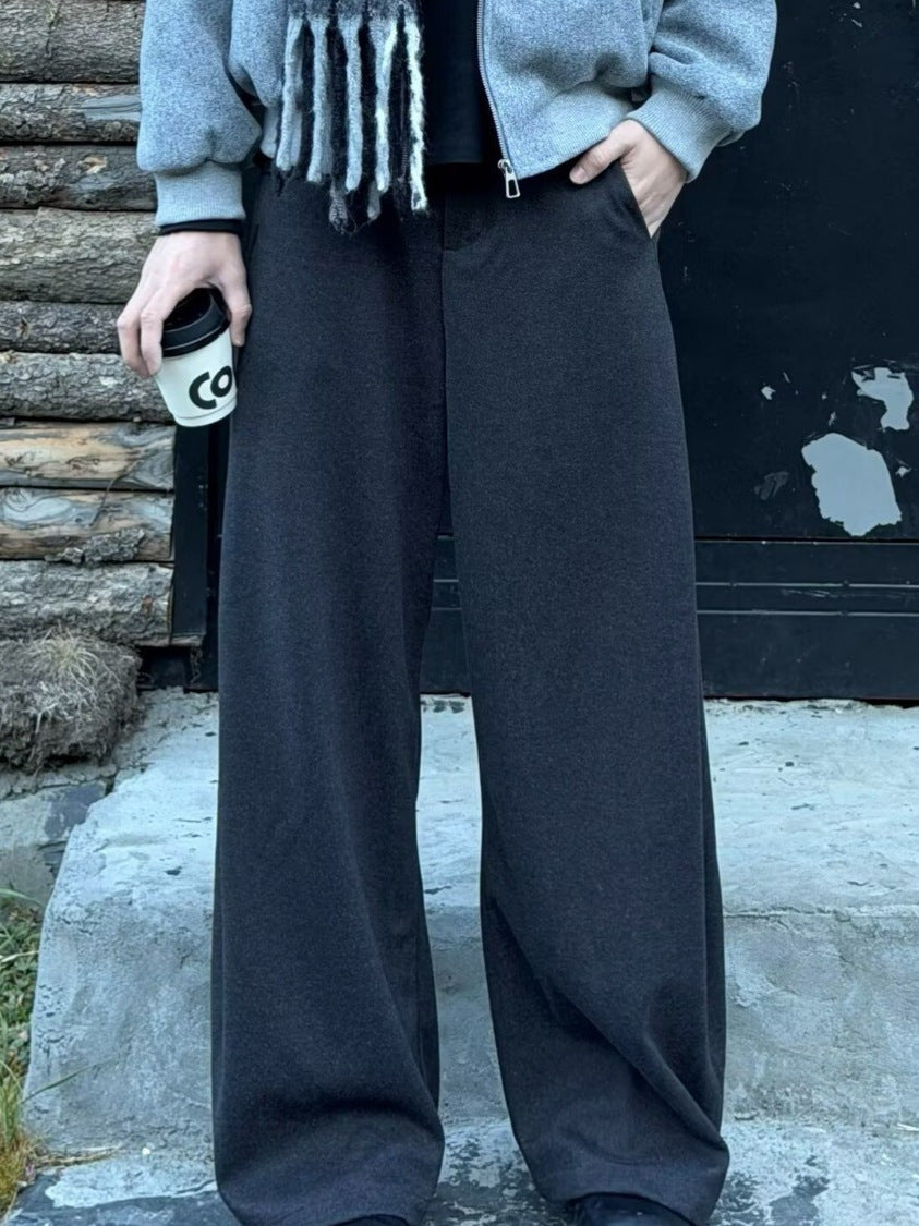 Men’s Black Wool Suit Pants – Wide-Leg Premium Casual