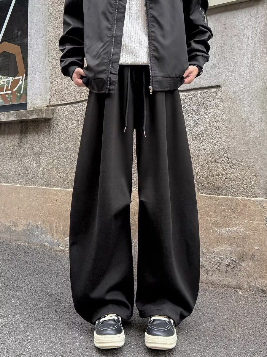 Men’s Old Money Wide-Leg Sweatpants – Casual Drape Style