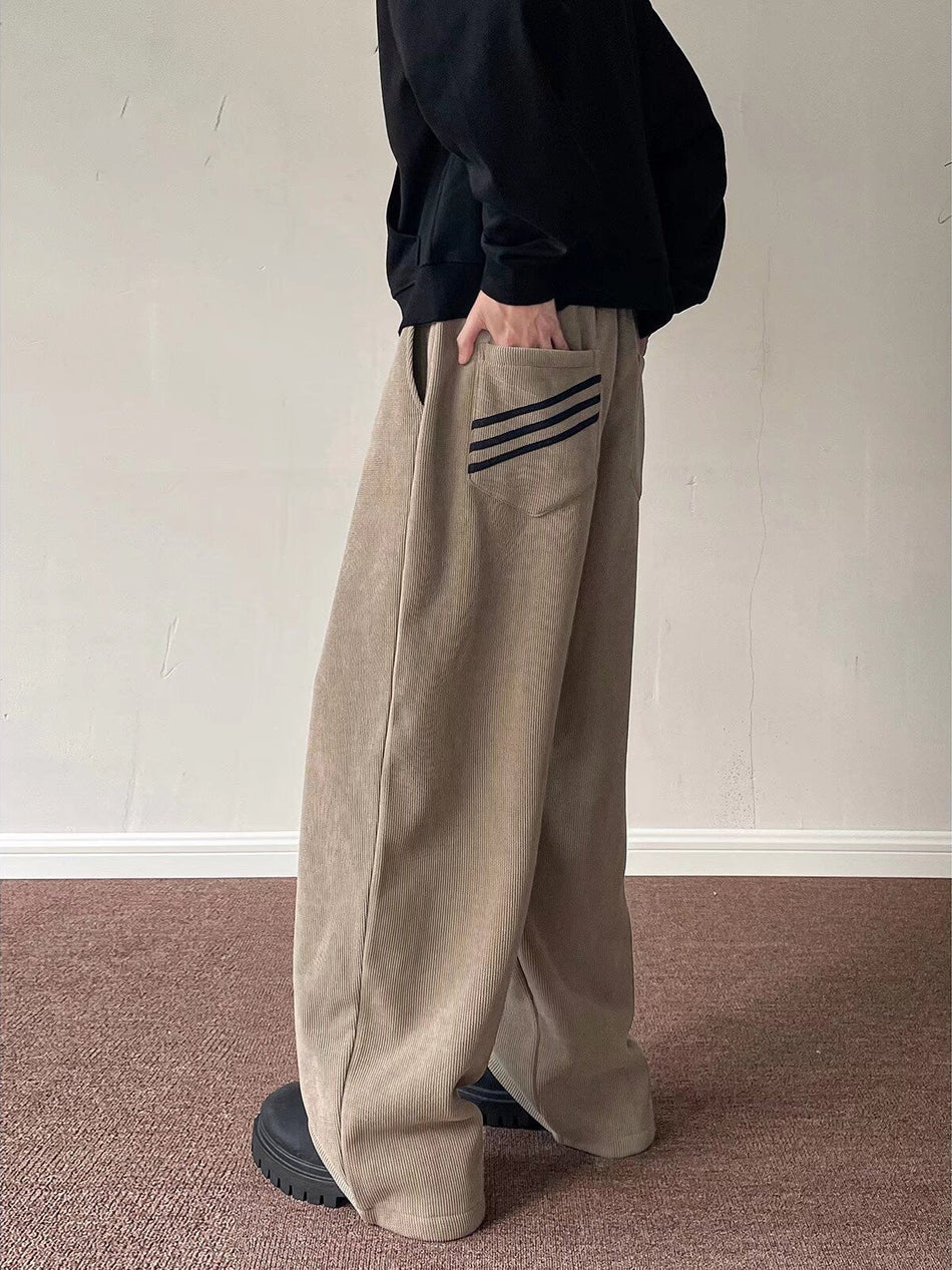 Men’s Corduroy Wide-Leg Pants – Retro Hong Kong Style