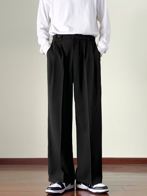 Men’s Korean Designer Trousers – Retro Wide-Leg Casual