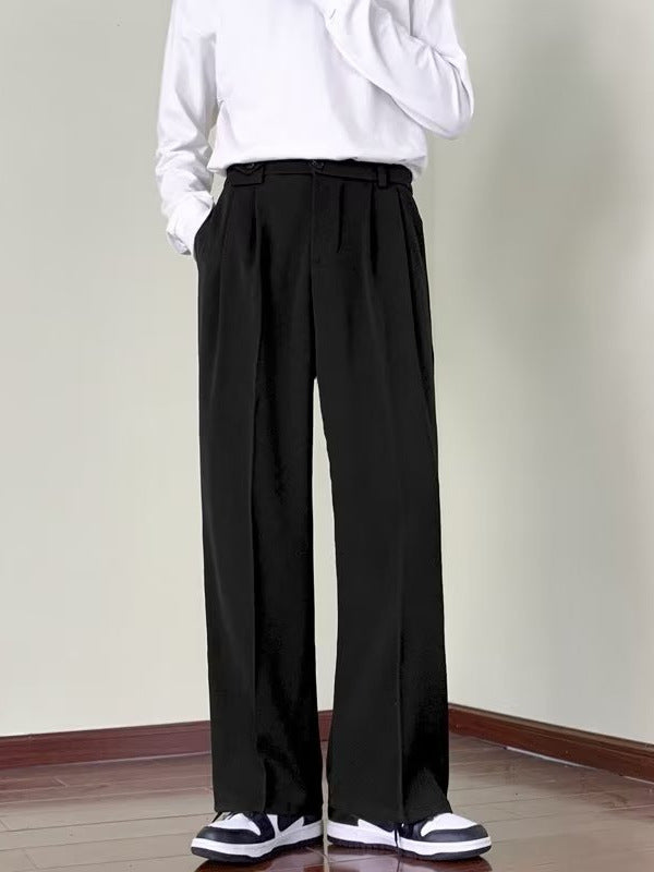 Men’s Korean Designer Trousers – Retro Wide-Leg Casual
