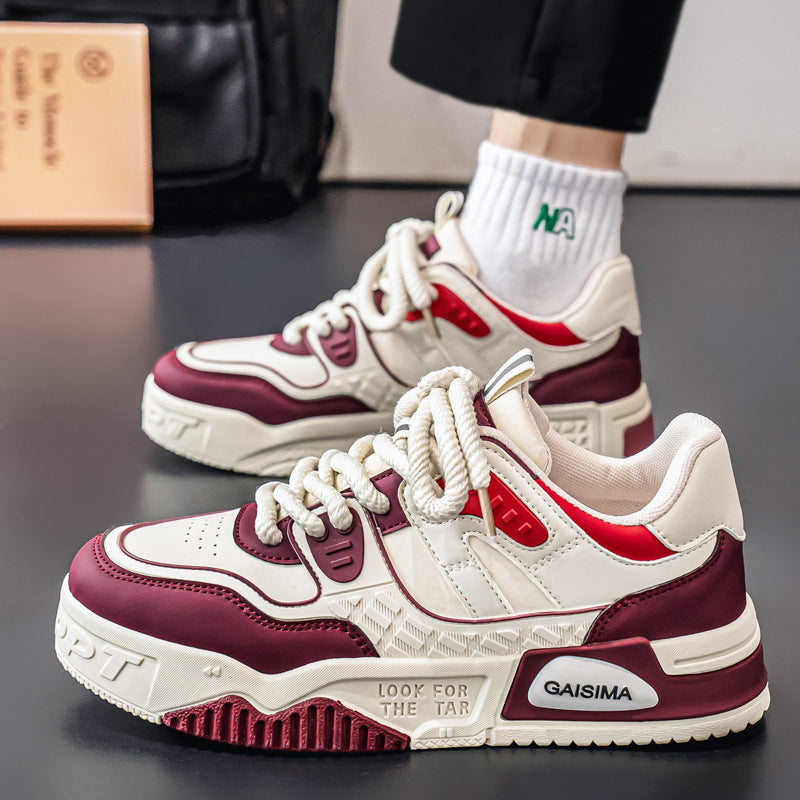 Men’s Korean Style Platform Sneakers – Casual Low-Top Shoes