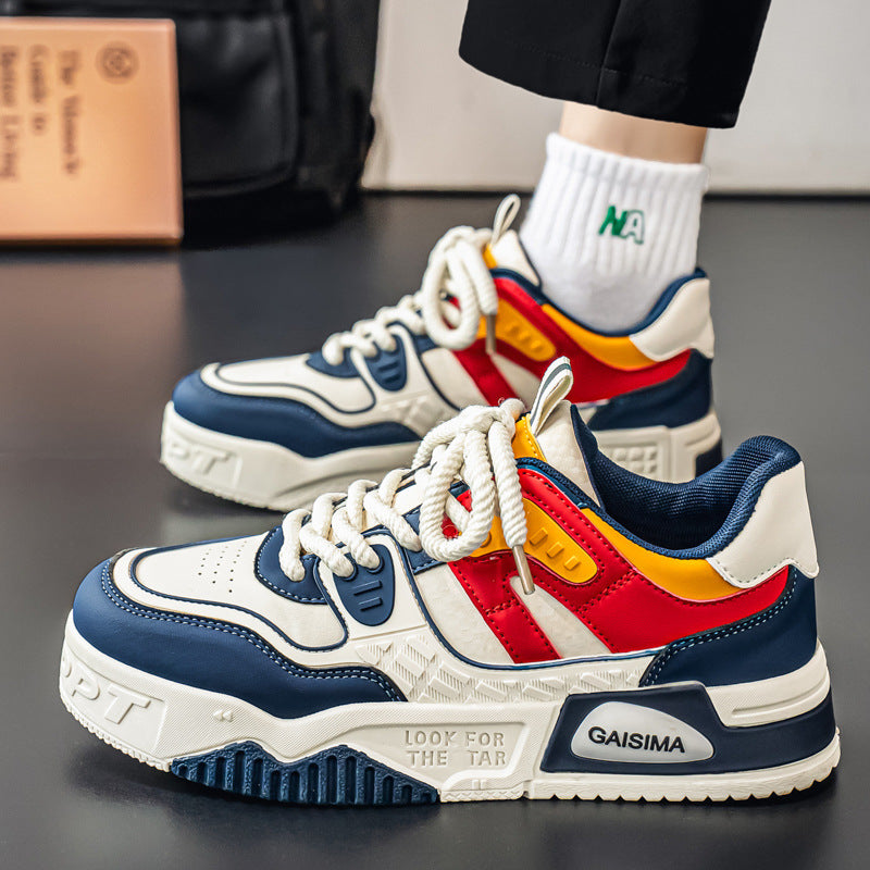 Men’s Korean Style Platform Sneakers – Casual Low-Top Shoes
