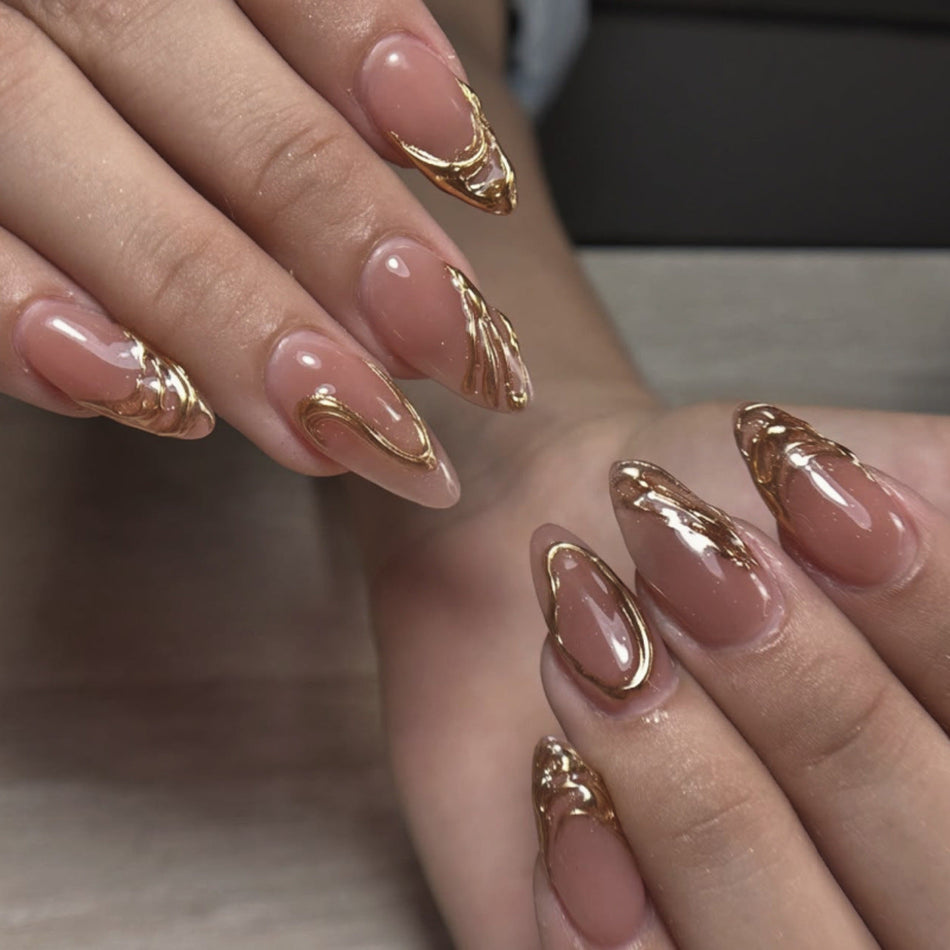 3D Almond Fake Nails – European Style Wearable Manicure