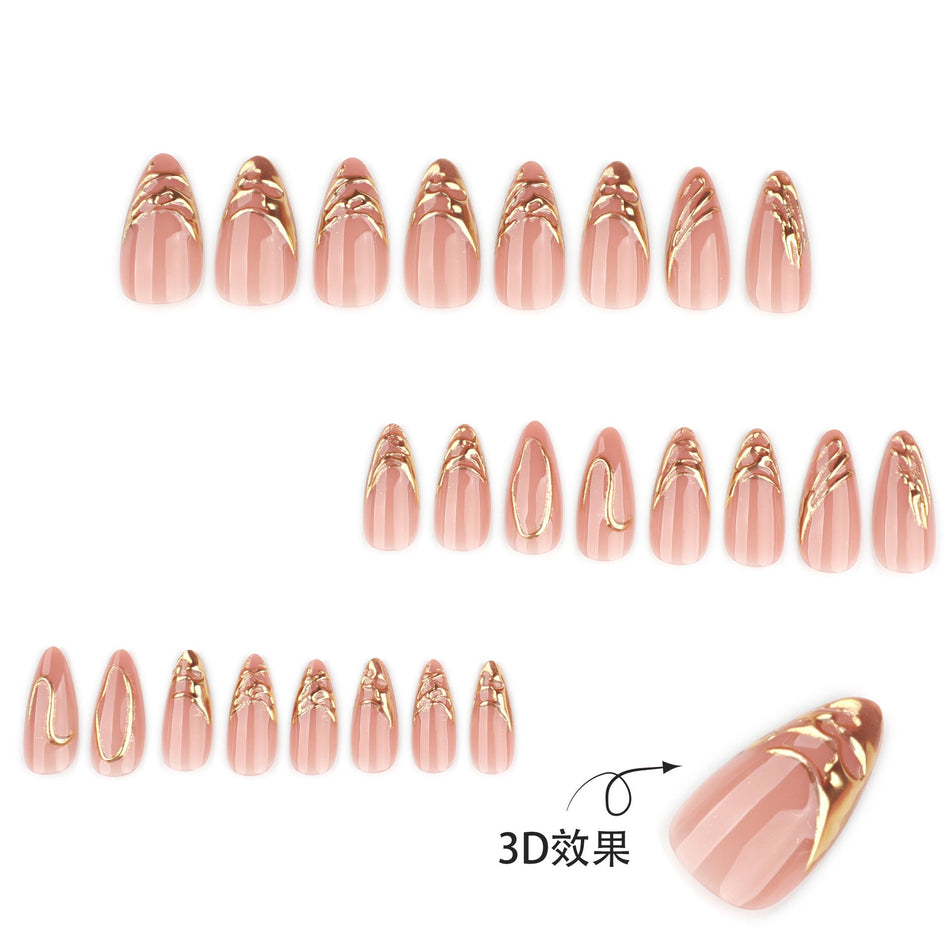 3D Almond Fake Nails – European Style Wearable Manicure