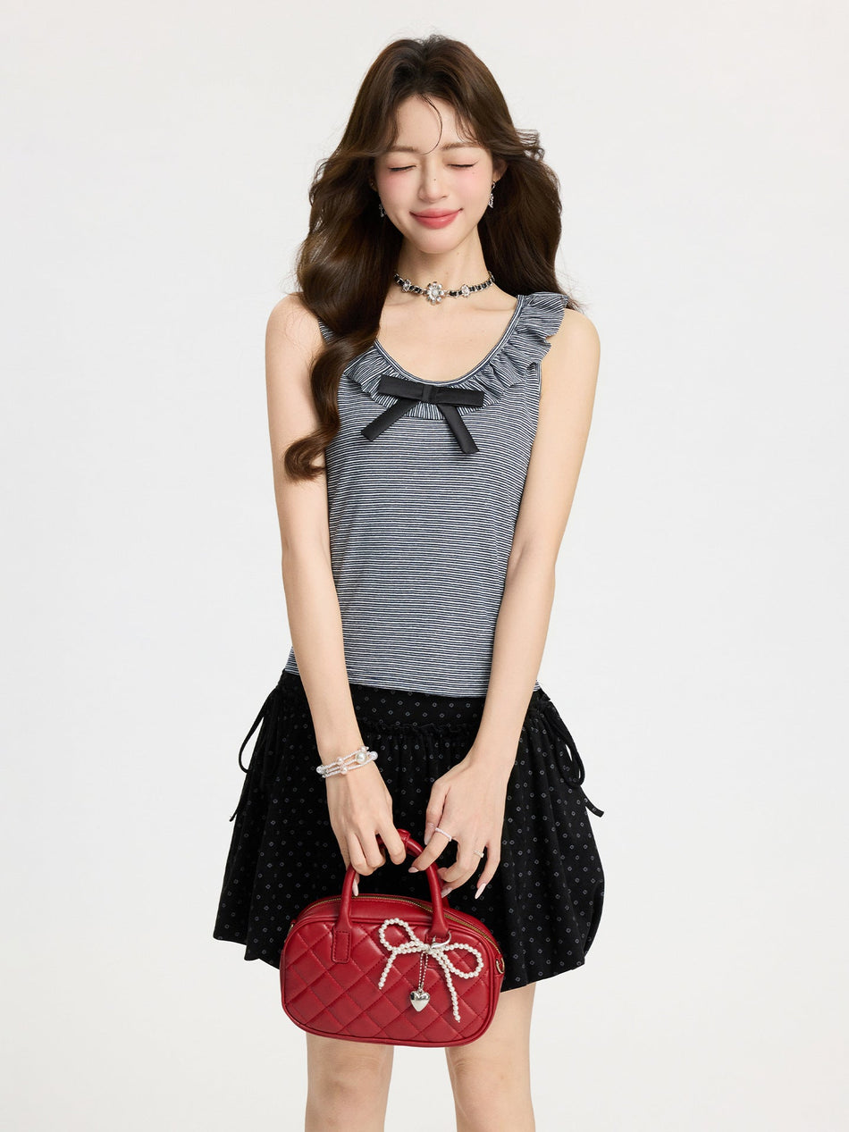Korean Striped Lace U-Neck Camisole Women Summer Top