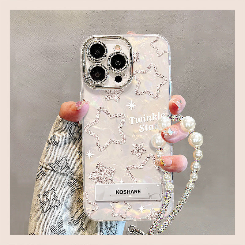 Glitter Star Phone Case with Bracket & Bracelet