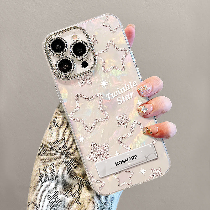 Glitter Star Phone Case with Bracket & Bracelet