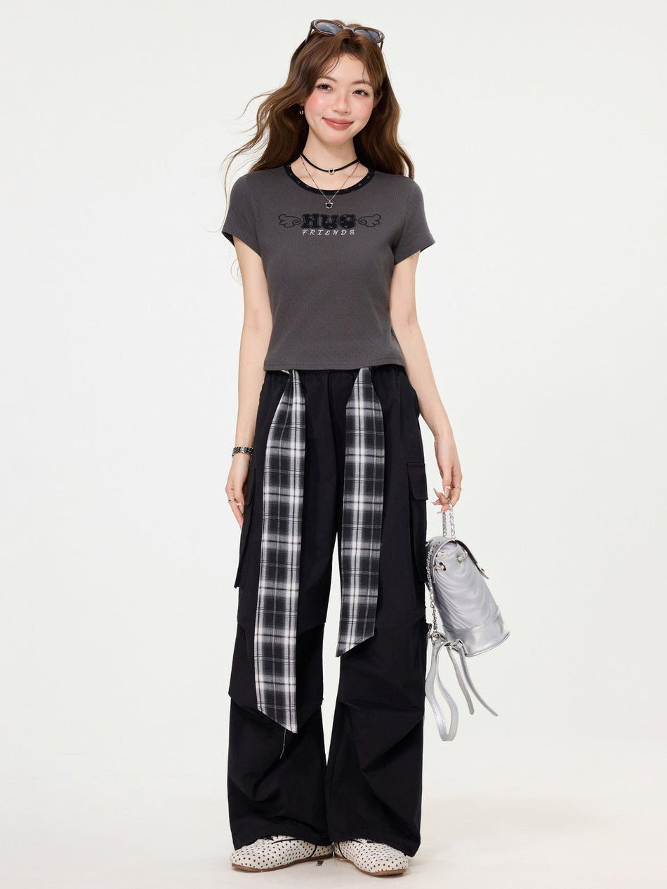 Korean Style Embroidered Slim Fit Women T-Shirt