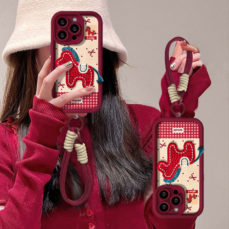 Stuffed Pony Lanyard Phone Case Soft Silicone