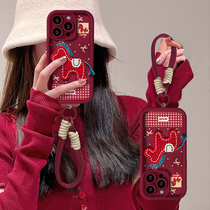 Stuffed Pony Lanyard Phone Case Soft Silicone