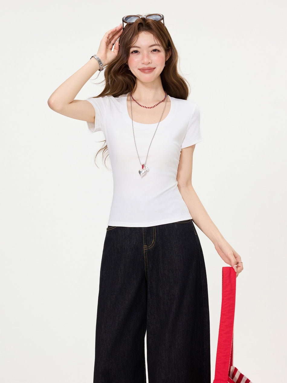 Backless Round Neck Letter Print Women Summer Top