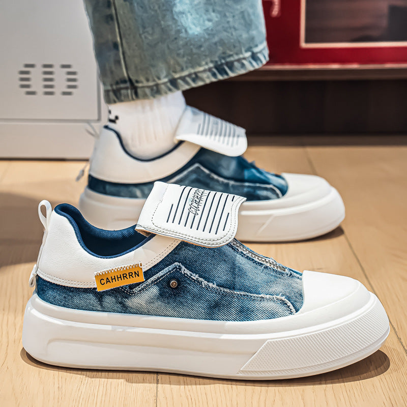 Men’s Denim Slip-On Chunky Sneakers Trendy