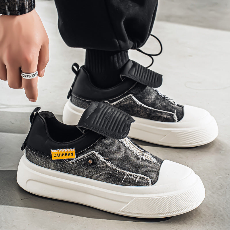 Men’s Denim Slip-On Chunky Sneakers Trendy