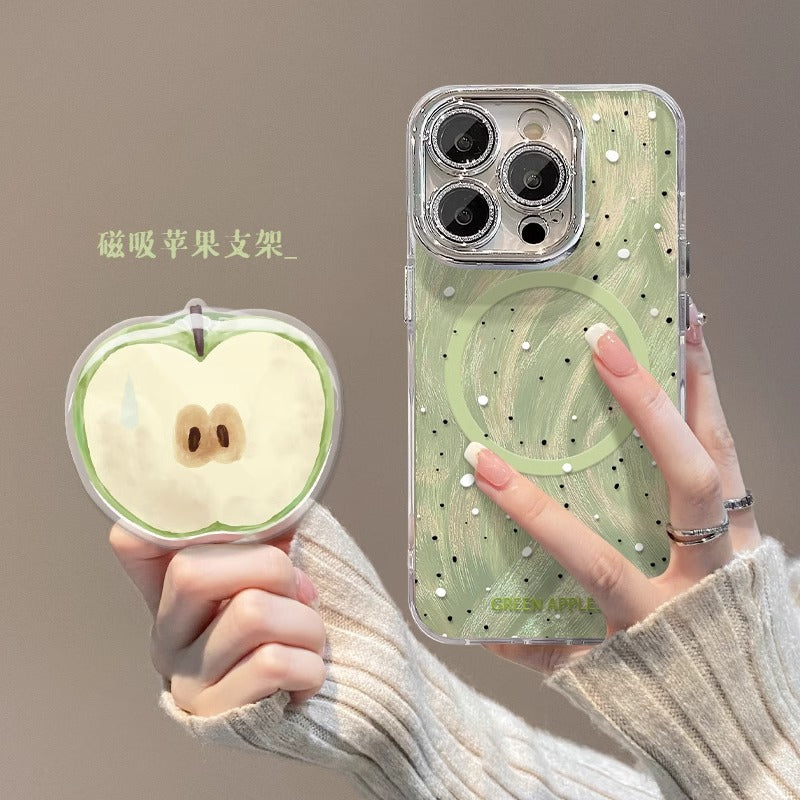 Splash-Ink Green Magnetic Phone Case with Stand