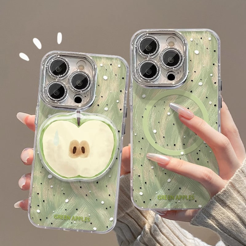 Splash-Ink Green Magnetic Phone Case with Stand