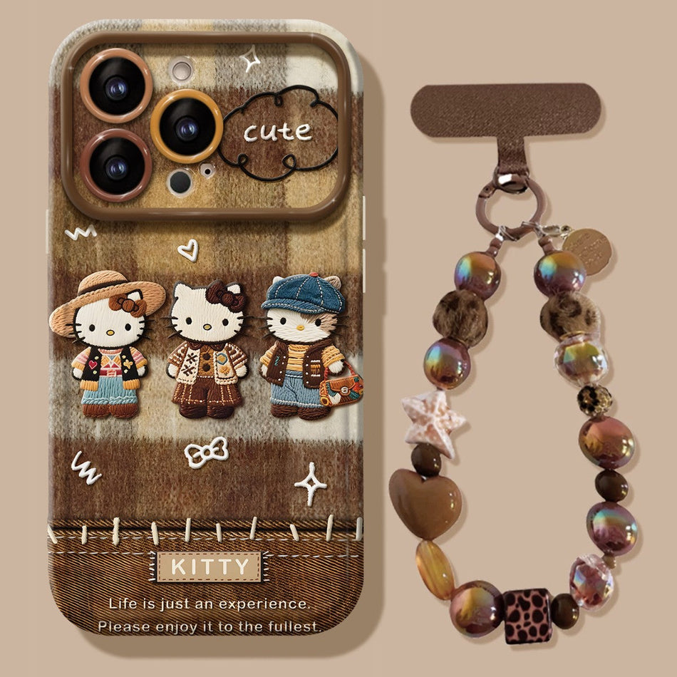 Retro KT Cat Hanging Chain Phone Case Soft