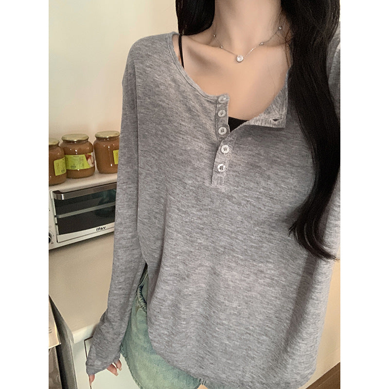 Grey Loose Sun Protection Women Long Sleeve Top