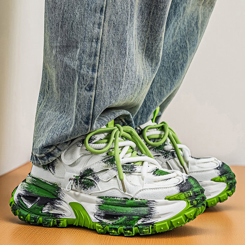 Men’s Leather Chunky Sneakers Height Increasing