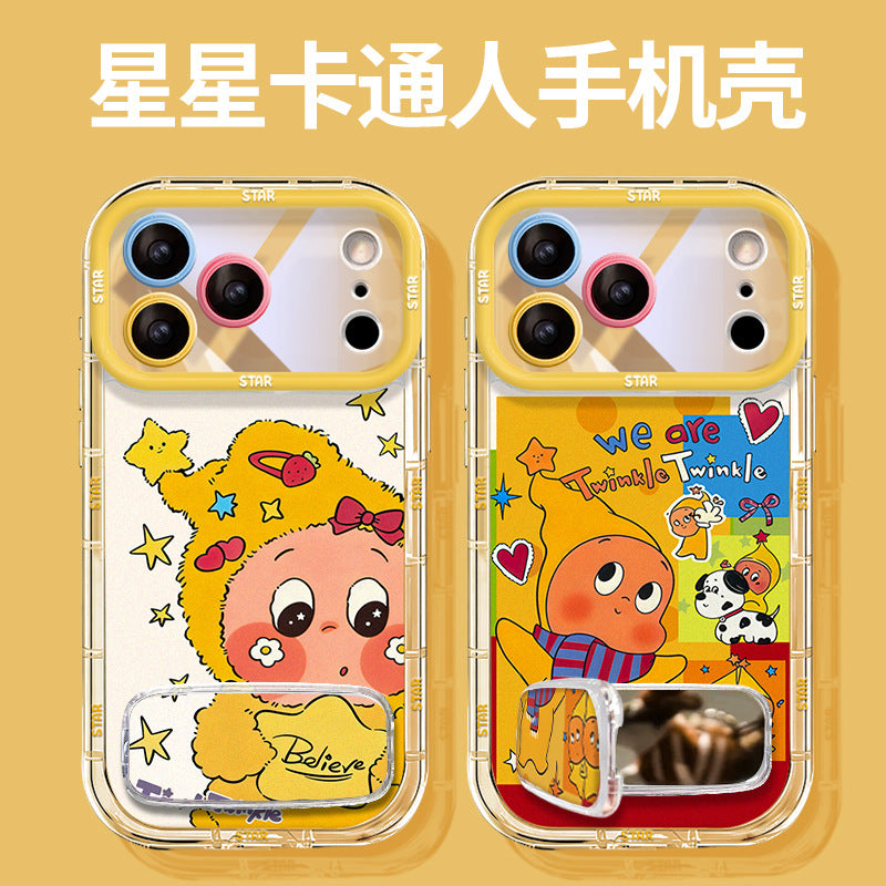 Cute Cartoon Phone Case with Mirror Bracket
