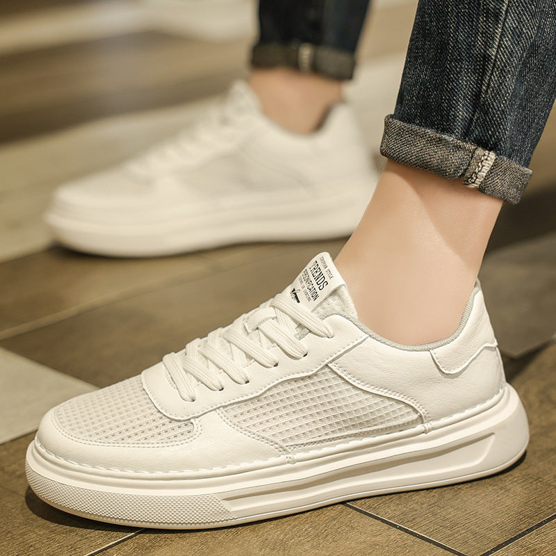 Men’s Korean White Chunky Mesh Sneakers