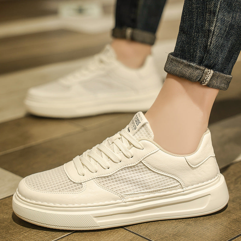 Men’s Korean White Chunky Mesh Sneakers