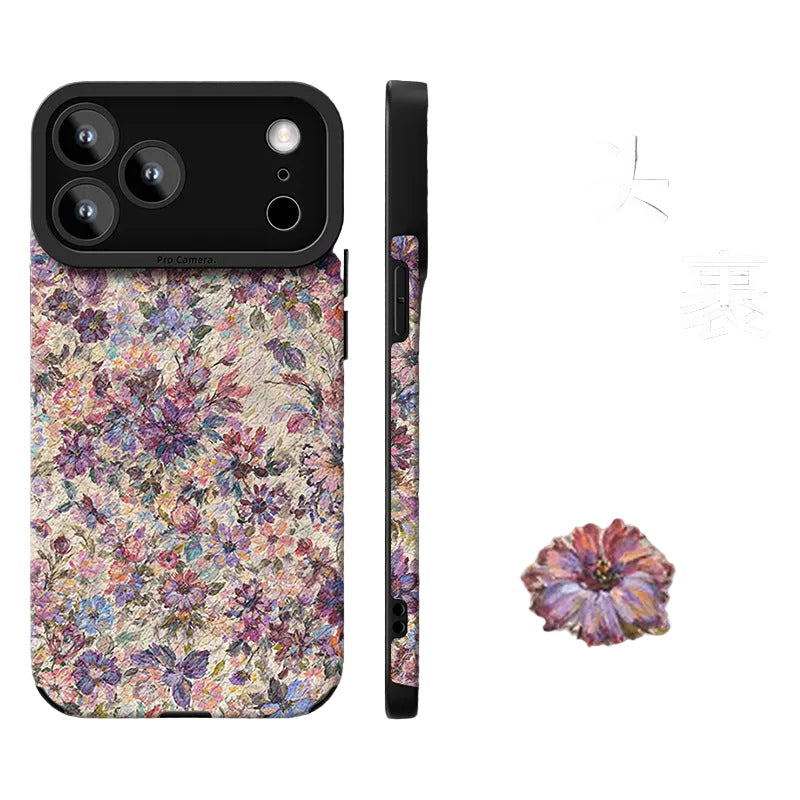 Oil Painting Purple Flower Phone Case Silicone