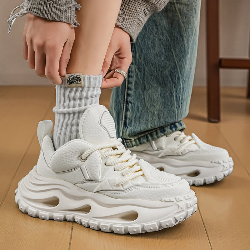 Men’s White Chunky Korean Sneakers Height Boost