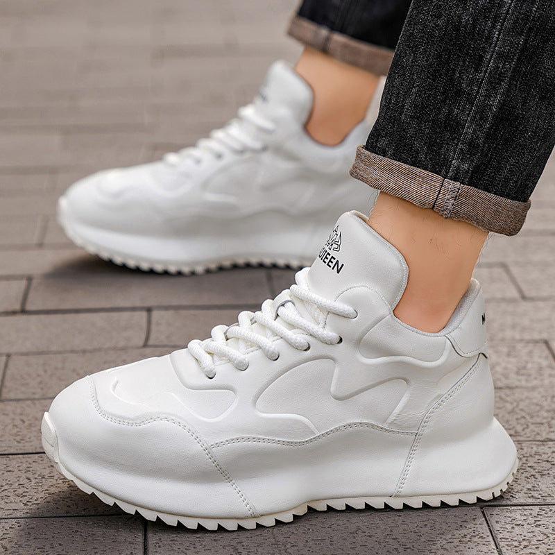 Men’s Leather Chunky Sneakers Height Increasing