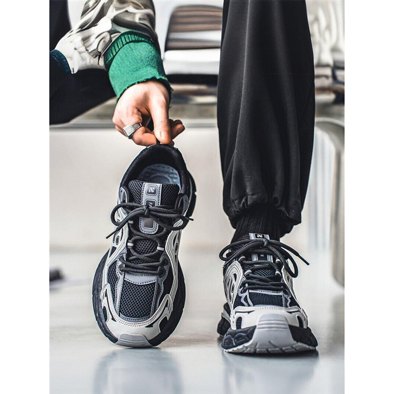 Men’s Korean Style Black Chunky Sneakers 2024
