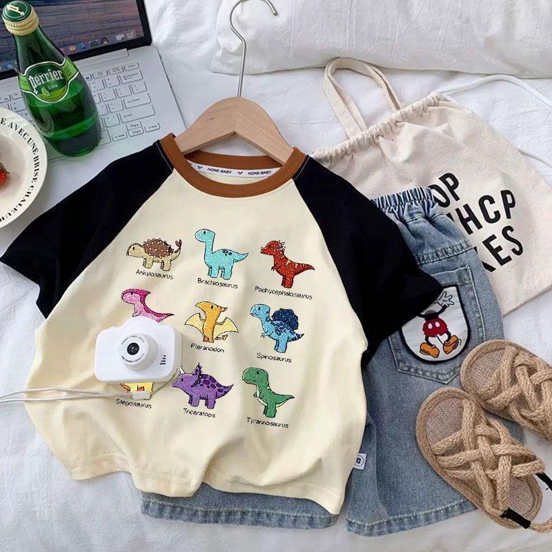 Boys Cotton Dinosaur T-Shirt 2026 Casual Summer Top