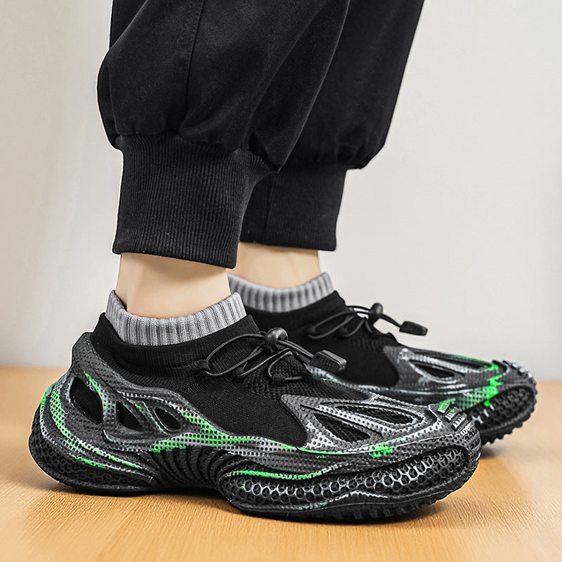 Men’s Flying Knit Platform Sneakers Breathable Casual