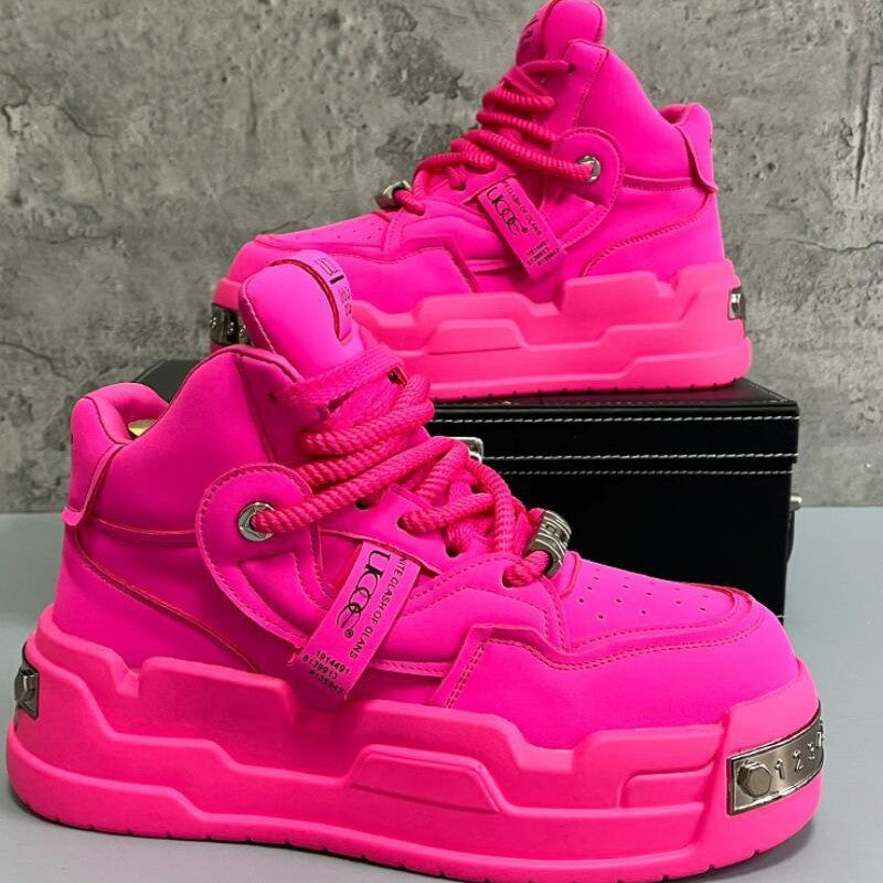 Men’s Thick Sole High-Top Sneakers Height Increasing