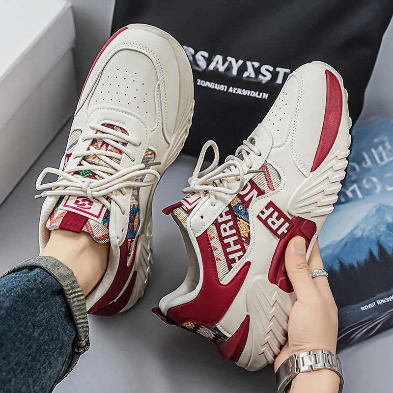 Men’s Korean Style White Platform Sneakers Trendy