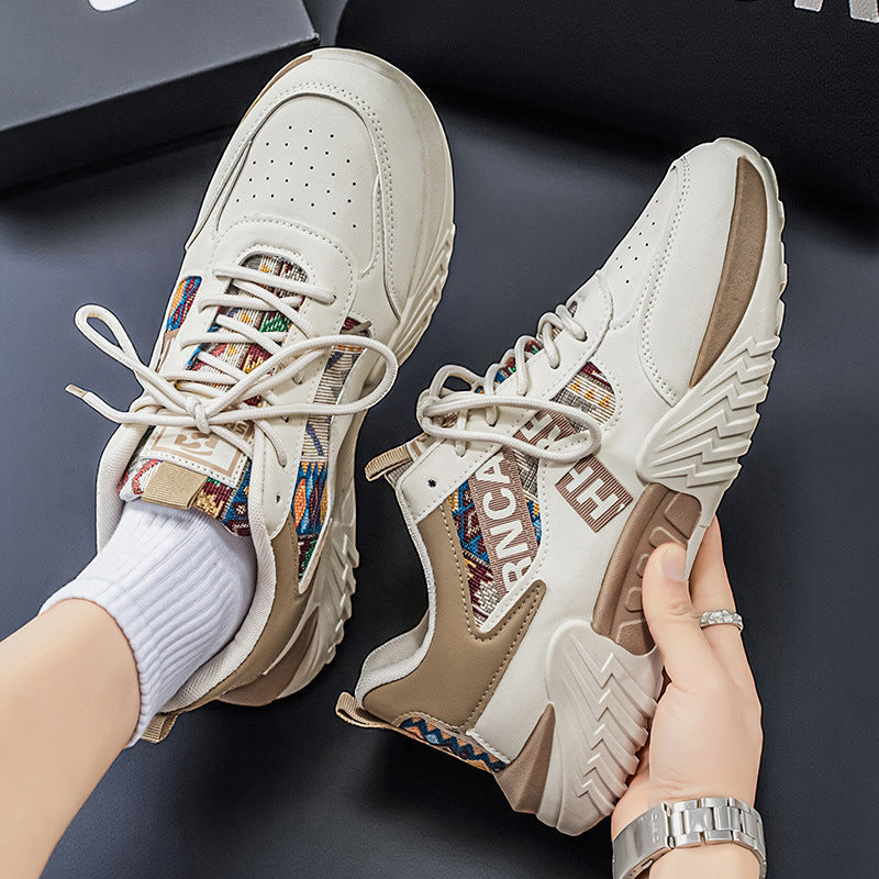 Men’s Korean Style White Platform Sneakers Trendy
