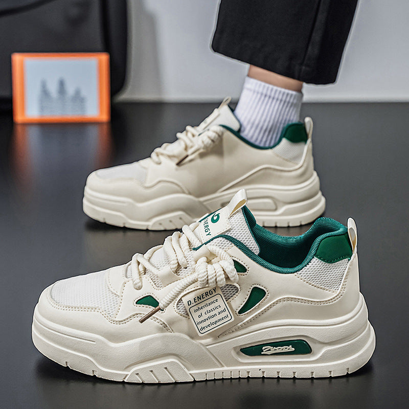 Men’s White Chunky Mesh Sneakers Thick Sole