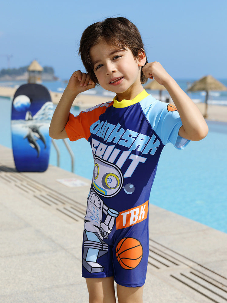 New 2026 Half-Sleeve Kids’ Swimsuit for Boys & Girls