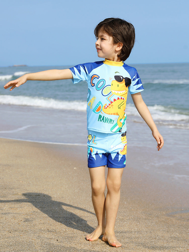 2026 Boys’ Half-Sleeve Split Swimsuit for Kids