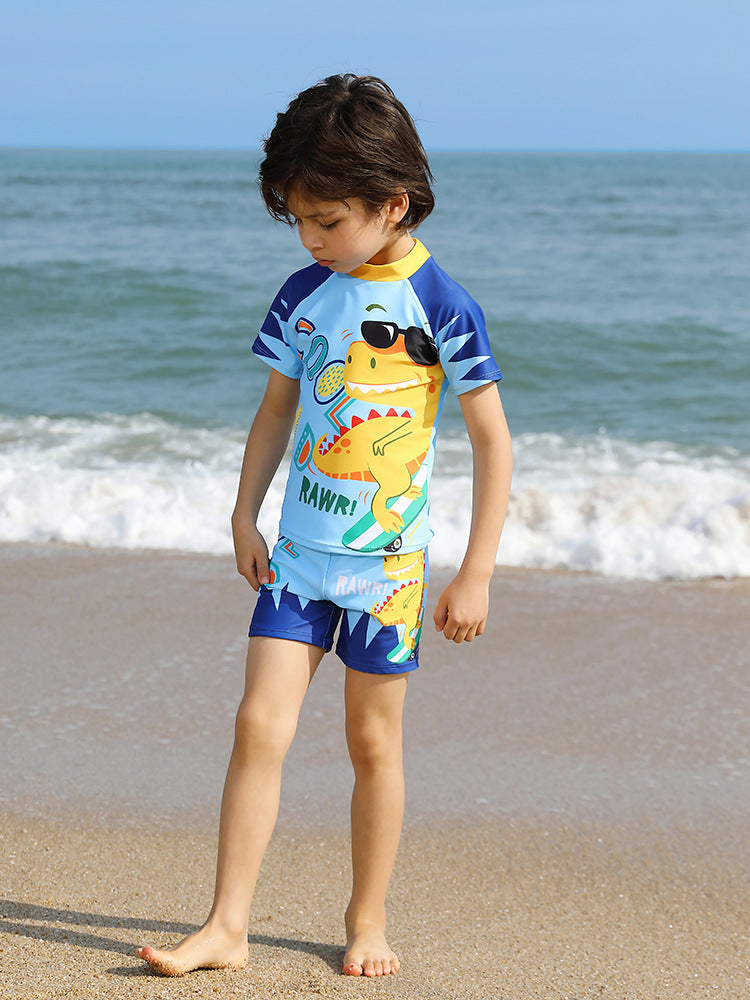 2026 Boys’ Half-Sleeve Split Swimsuit for Kids