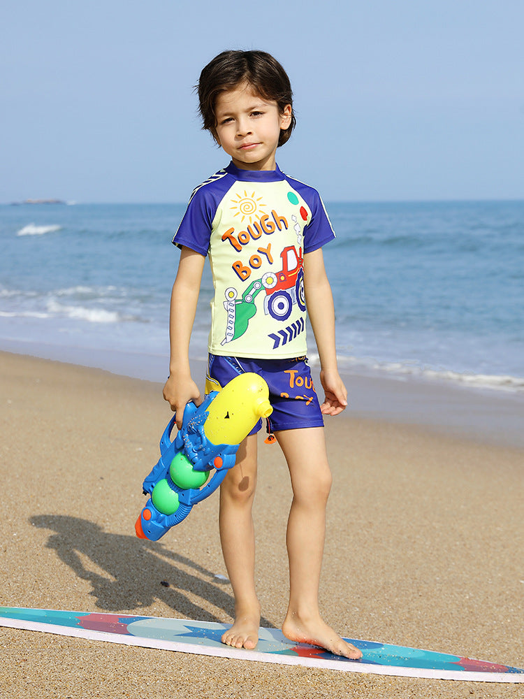 2026 Boys’ Half-Sleeve Split Swimsuit for Kids