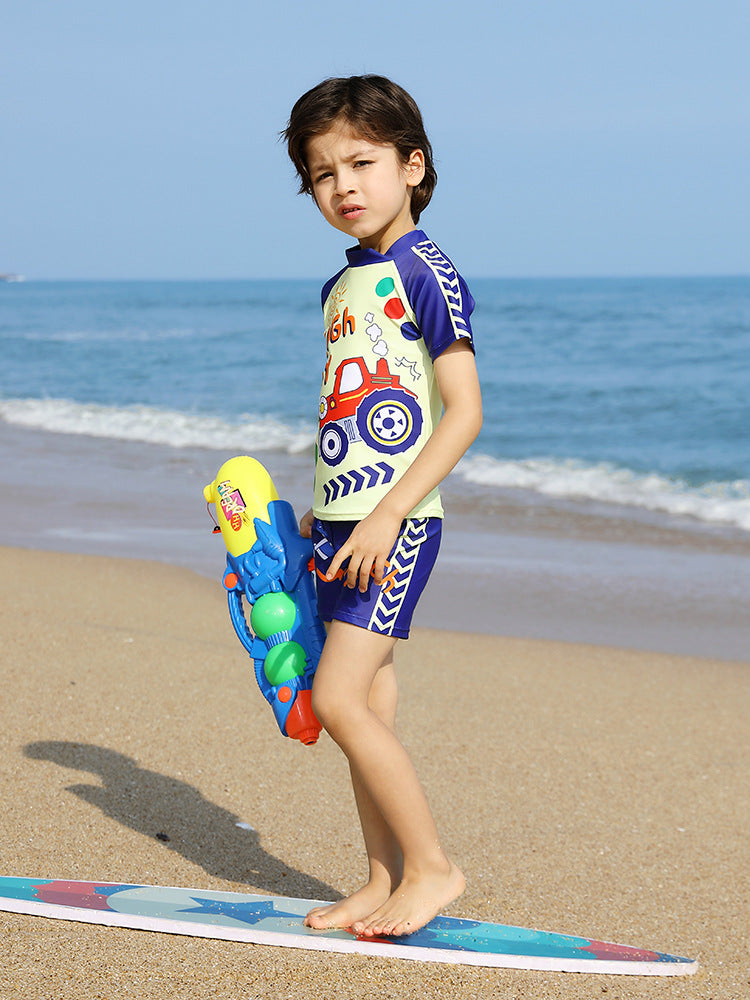 2026 Boys’ Half-Sleeve Split Swimsuit for Kids