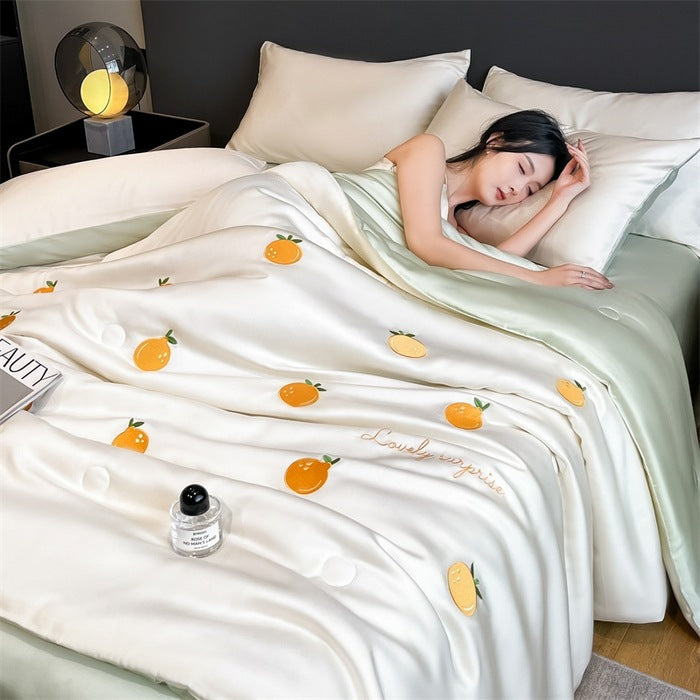 [2026 Arctic-Glow] Embroidered Ice Silk Summer Quilt Set