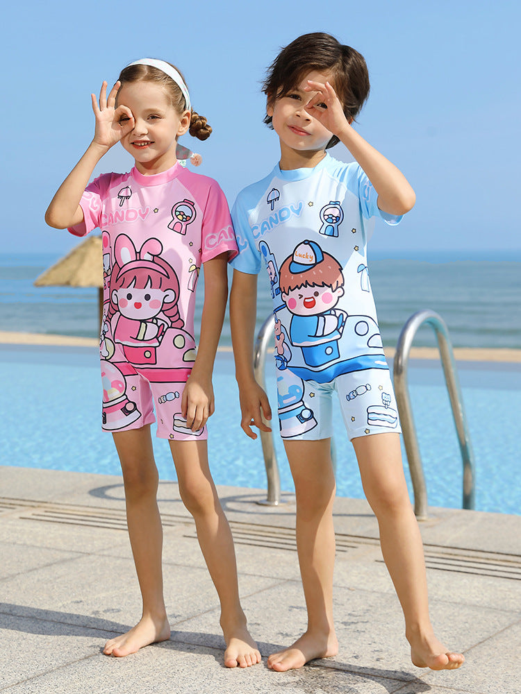 2026 Kids’ Half-Sleeve Swimsuit for Boys & Girls