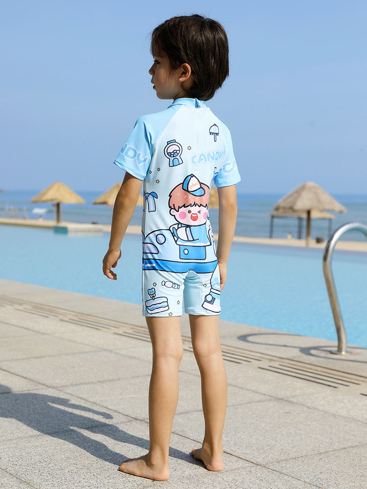 2026 Kids’ Half-Sleeve Swimsuit for Boys & Girls