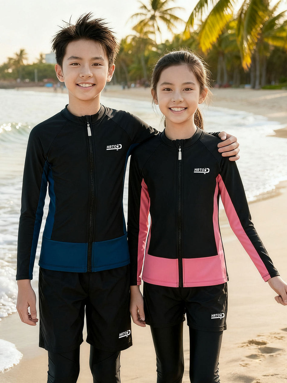 Kids’ Long-Sleeve Full-Body Split Swimsuit