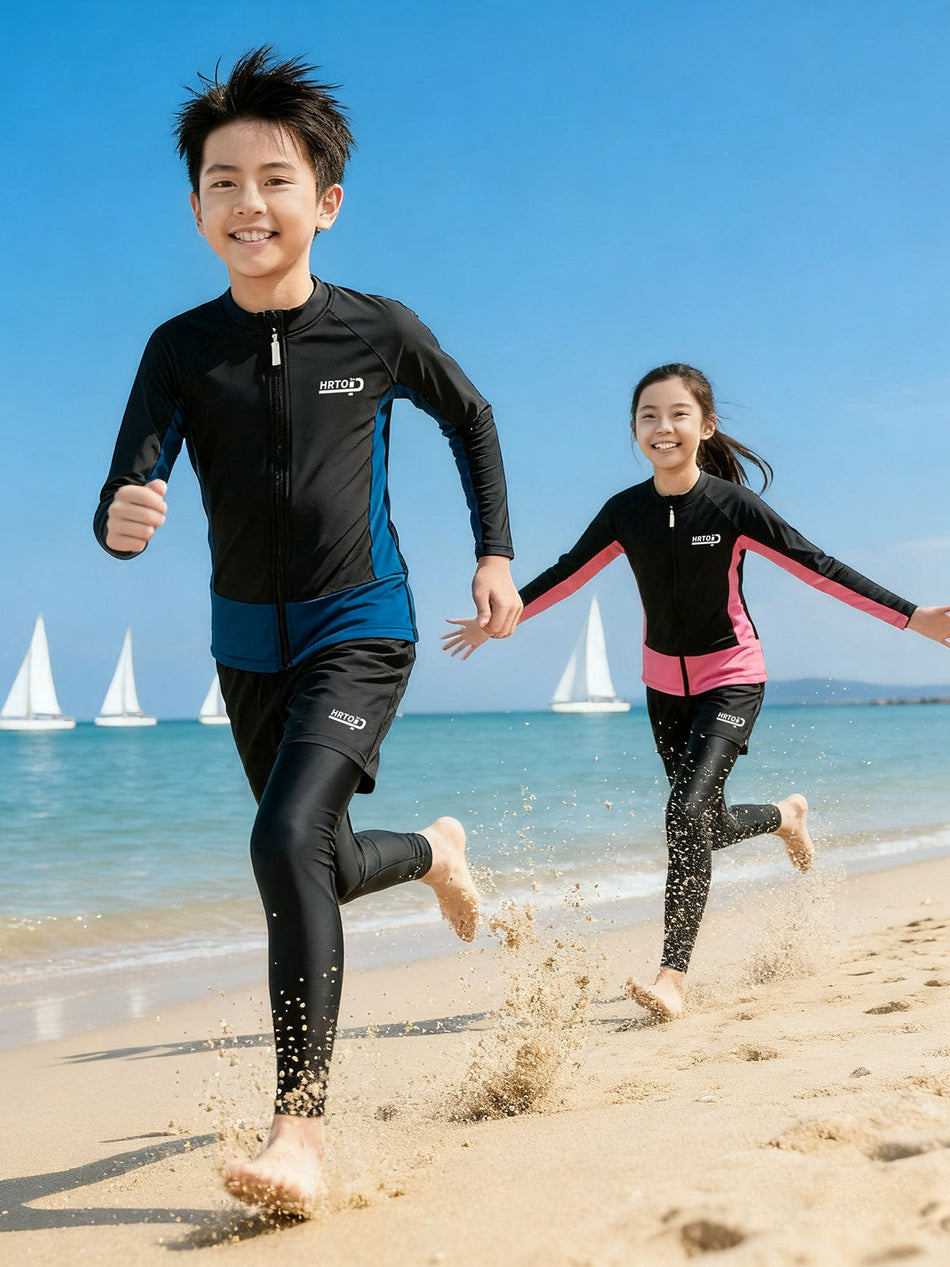 Kids’ Long-Sleeve Full-Body Split Swimsuit